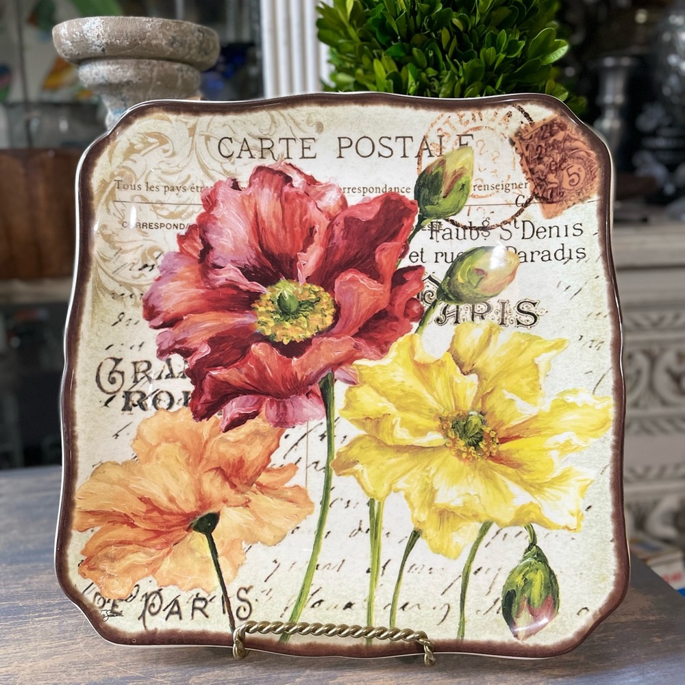 Certified International Le Fleur Poppies Paris ceramic plate